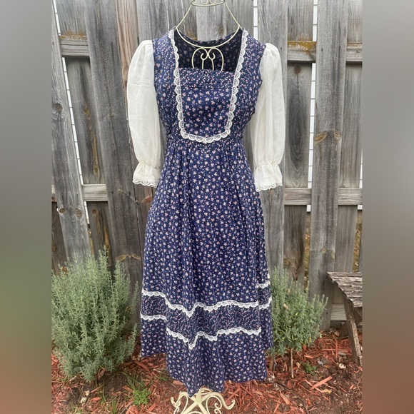 Vintage 1970’s Gunne Sax Inspired Boho Midi One-of-a-kind Home Sewn Dress Small - Picture 1 of 8